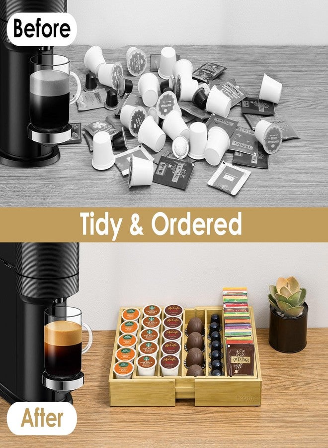 حامل كبسولات قهوة Kssiaz، حامل كبسولات K من الخيزران متوافق مع كبسولات Nespresso Vertuo، منظم أدراج لـ 25-45 كبسولة K لمحطة القهوة في المنزل والمكتب والمطبخ (خيزران) - Image 4