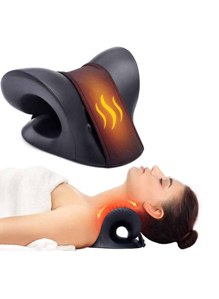 Cervical Traction Device Neck Hunchback Corrector With Graphene Heating Relaxation For Neck Pain Relief And Muscle Relaxation (Black) - Image 1
