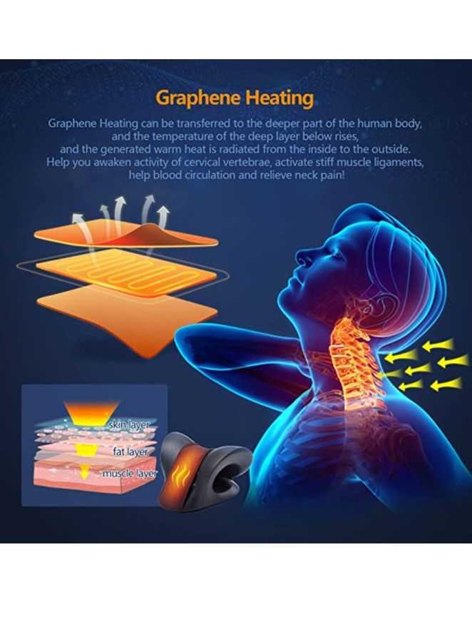 Cervical Traction Device Neck Hunchback Corrector With Graphene Heating Relaxation For Neck Pain Relief And Muscle Relaxation (Black) - Image 4