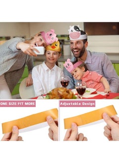 Zonon 48 Pieces Farm Animal Paper Eyeglasses Farm Animal Birthday Paper Crown Headbands Farm Kids Birthday Party Hats Cow Chicken Barnyard Party Favors For Kids Toddlers Baby Holiday Games Party Supplies  - Image 4