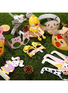 Zonon 48 Pieces Farm Animal Paper Eyeglasses Farm Animal Birthday Paper Crown Headbands Farm Kids Birthday Party Hats Cow Chicken Barnyard Party Favors For Kids Toddlers Baby Holiday Games Party Supplies  - Image 3