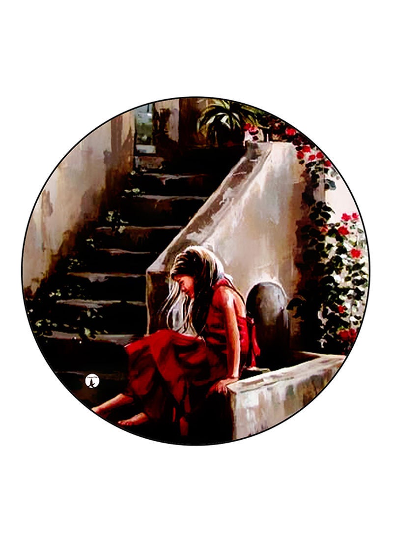 RKN Vintage Art Printed Mouse Pad Round  Multicolour