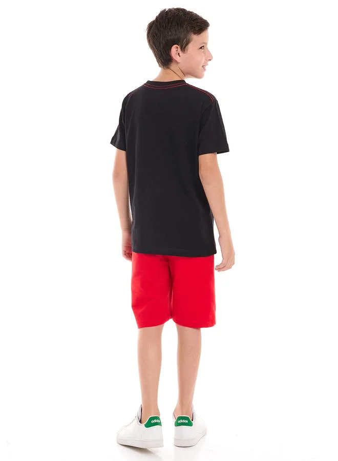 victor and jane Guitar Graphic Print T-Shirt & Shorts Set by Styli