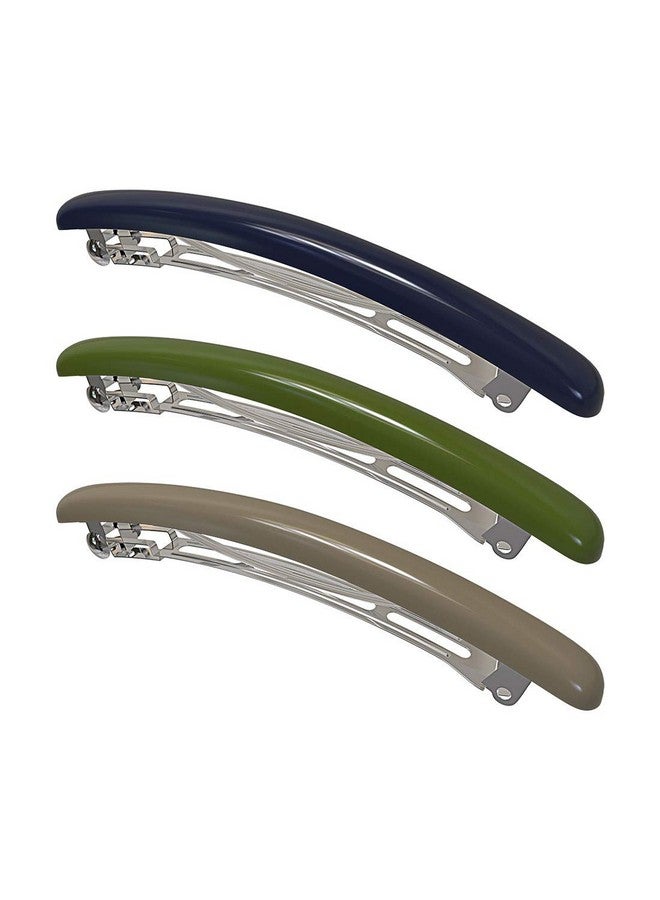 HYFEEL Yfeel Skinny Hair Barrettes For Women Long Simple Acrylic French Hair Clips Elegant Classic Hairpins Steel Clip Clamp Girls Hair Accessories Navy Blue Dark Green Light Brown 3Pcs/Set - Image 1