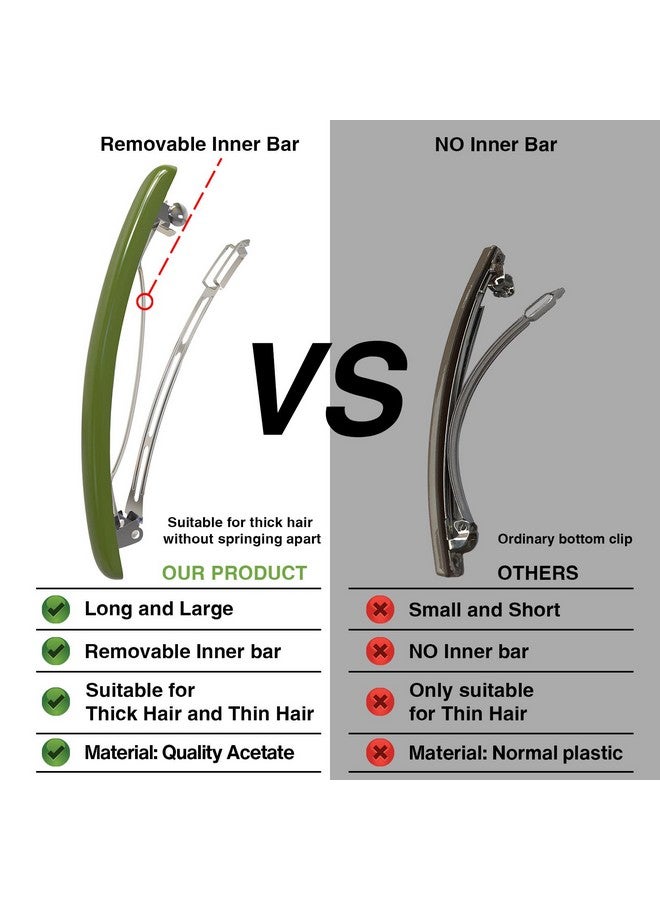 HYFEEL Yfeel Skinny Hair Barrettes For Women Long Simple Acrylic French Hair Clips Elegant Classic Hairpins Steel Clip Clamp Girls Hair Accessories Navy Blue Dark Green Light Brown 3Pcs/Set - Image 5