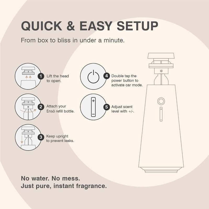 Ensō Mini Cold-Air Scent Diffuser Cordless Fragrance System with Smart Car Mode For Home, Office and Car Black Finish Compatible with 10ml Ensō Bottles Sold Separately - Image 4