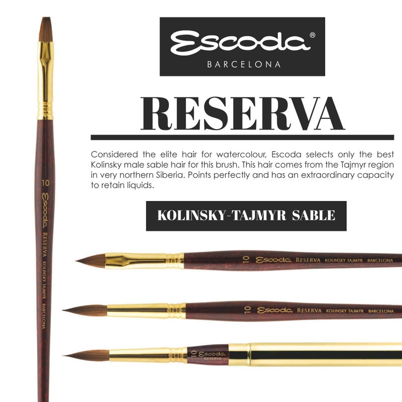 Escoda Reserva 1212 Series Artist Watercolor Short Handle Paint Brush, Pure Kolinsky-Tajmyr, Round, Size 6 - Image 4