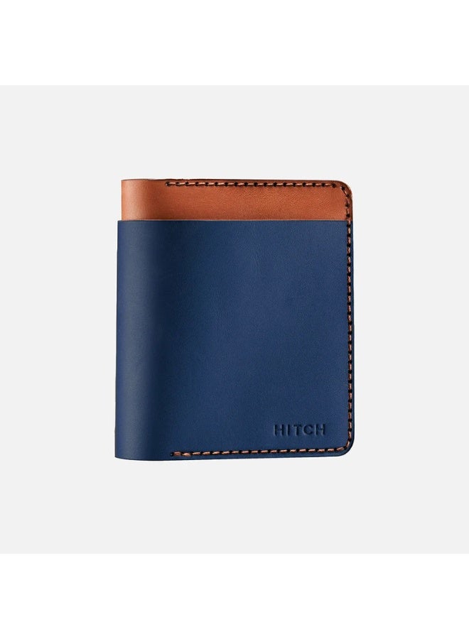 Hitch Bifold Wallet (Upgraded) - Handmade Natural Genuine Leather - Havan/Navy - Image 5
