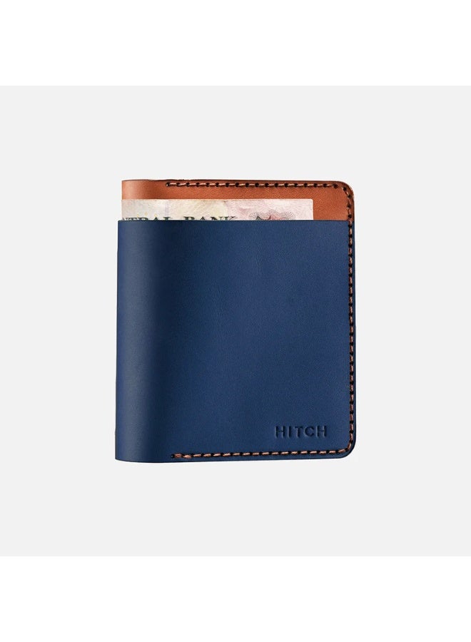 Hitch Bifold Wallet (Upgraded) - Handmade Natural Genuine Leather - Havan/Navy - Image 1