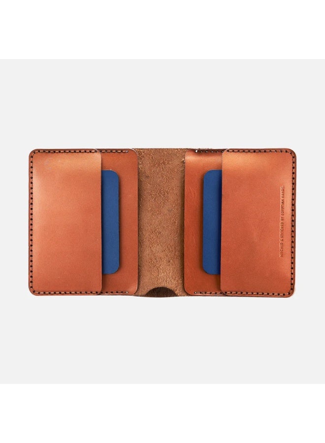 Hitch Bifold Wallet (Upgraded) - Handmade Natural Genuine Leather - Havan/Navy - Image 4