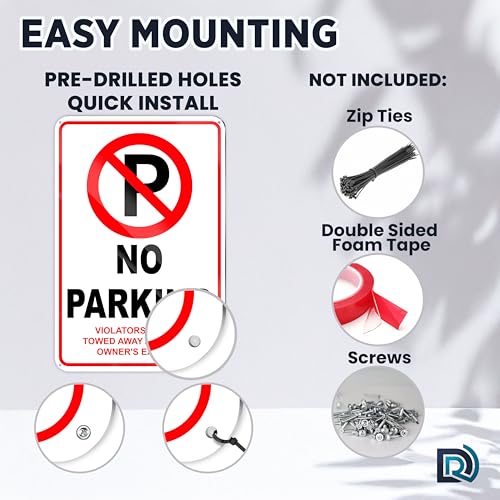 DIMARONGTON No Parking Sign, 8x12 Reflective Aluminum Private Property No Parking, Violators Will Be Towed Away at Vehicle Owner's Expense - Image 4