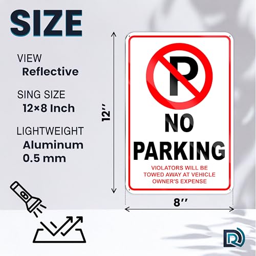 DIMARONGTON No Parking Sign, 8x12 Reflective Aluminum Private Property No Parking, Violators Will Be Towed Away at Vehicle Owner's Expense - Image 2