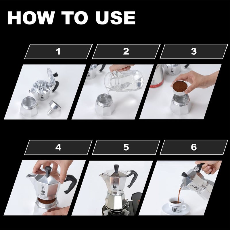 Bialetti - Moka Express: Iconic Stovetop Espresso Maker, Makes Real Italian Coffee, Moka Pot 1 Cup (2 Oz - 60 Ml), Aluminium, Silver - Image 4