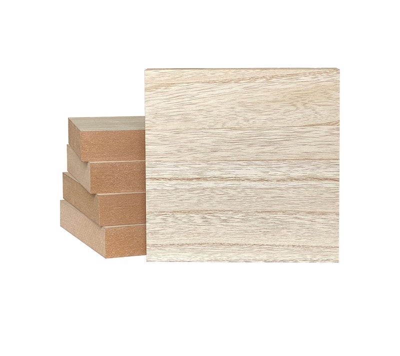 5 Pack Thick MDF Wood Blocks Unfinished Wooden Squares for Crafts Memorial Sign6x6x1 in