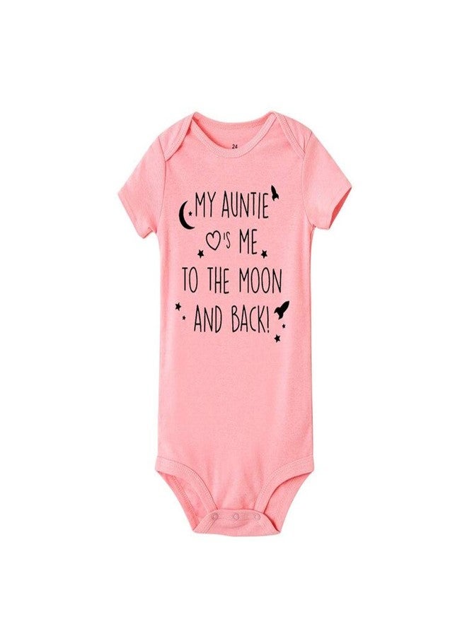 Futaba Short-sleeve My Auntie Loves me to the Moon and Back Romper -Pink Black- 6-9 Months - Image 1