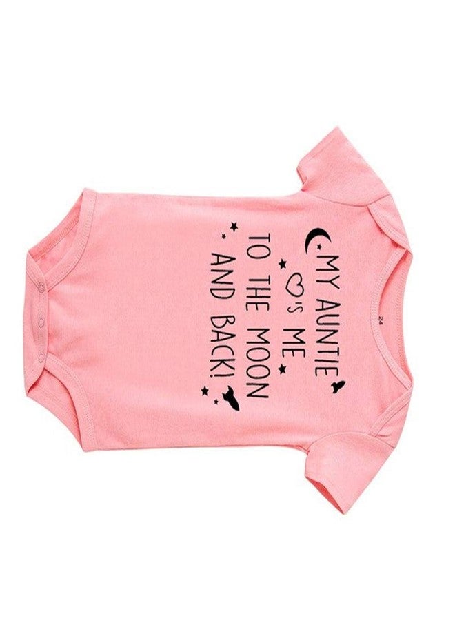 Futaba Short-sleeve My Auntie Loves me to the Moon and Back Romper -Pink Black- 6-9 Months - Image 2