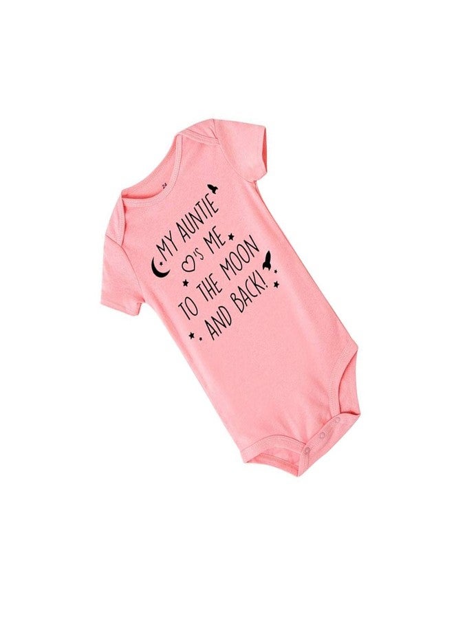 Futaba Short-sleeve My Auntie Loves me to the Moon and Back Romper -Pink Black- 6-9 Months - Image 3