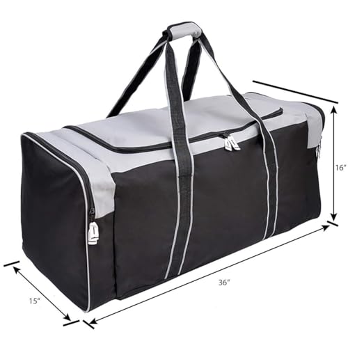 Jetstream Heavy Duty Hockey Bag | Multi Pocket Travel Duffel Bag | Large Sports Gym Equipment with Water Repellency | Foldable Luggage Bag with Padded Handles For Camping (36 Inch, Grey) - Image 5