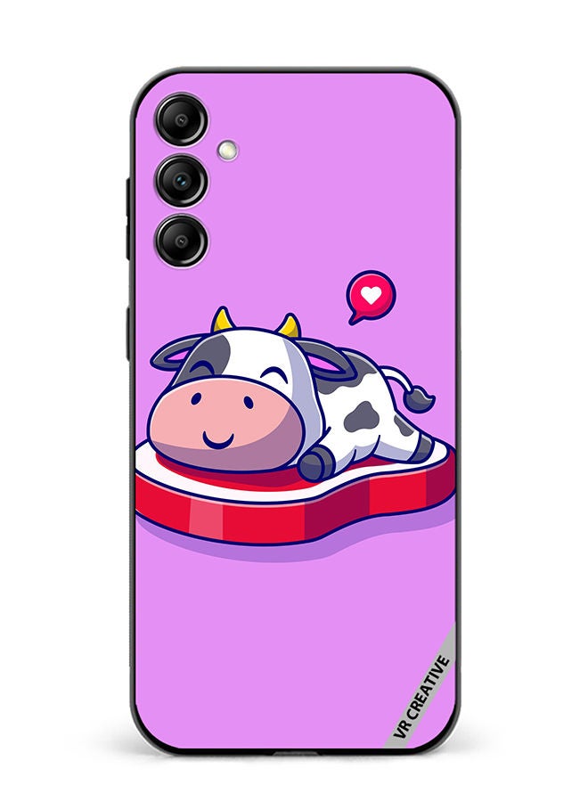 VR CREATIVE Protective Case Cover For Samsung Galaxy A34 Cute Cow Sleeping On Beef Steak Cartoon Design Multicolour - Image 1