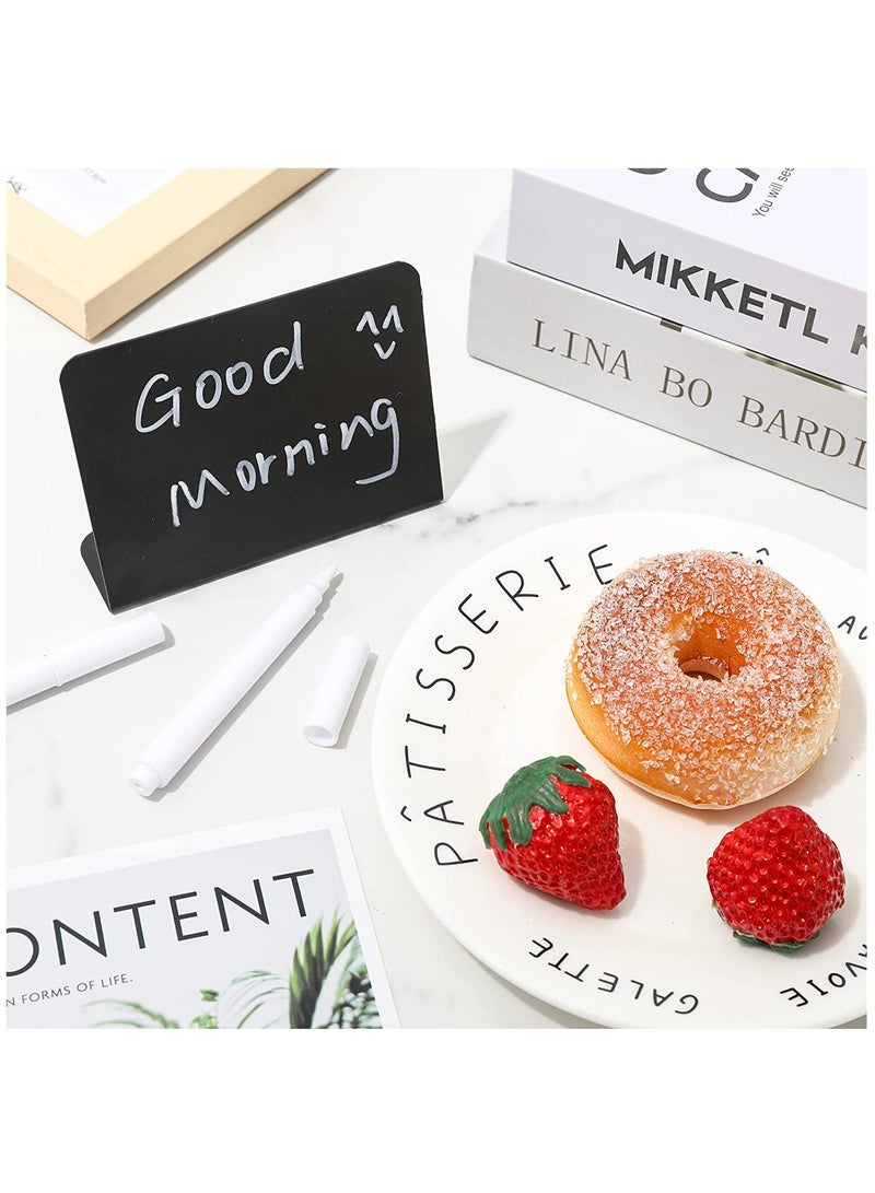 12 Pack Mini Chalkboard Signs with 3 Marker Pens and 1 Gray Cleaning Cloth Small Black Chalk Board Signs Erasable Rectangle Chalkboard for School Message Board Sign Wedding Birthday Party - Image 4