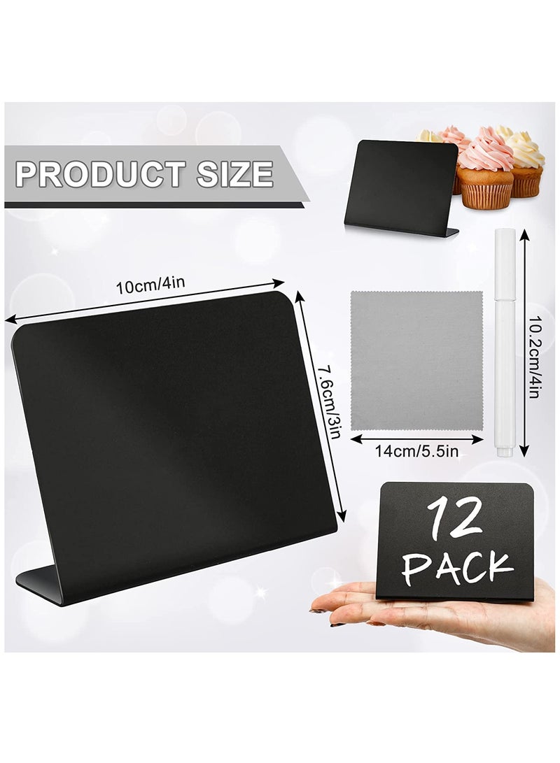 12 Pack Mini Chalkboard Signs with 3 Marker Pens and 1 Gray Cleaning Cloth Small Black Chalk Board Signs Erasable Rectangle Chalkboard for School Message Board Sign Wedding Birthday Party - Image 2