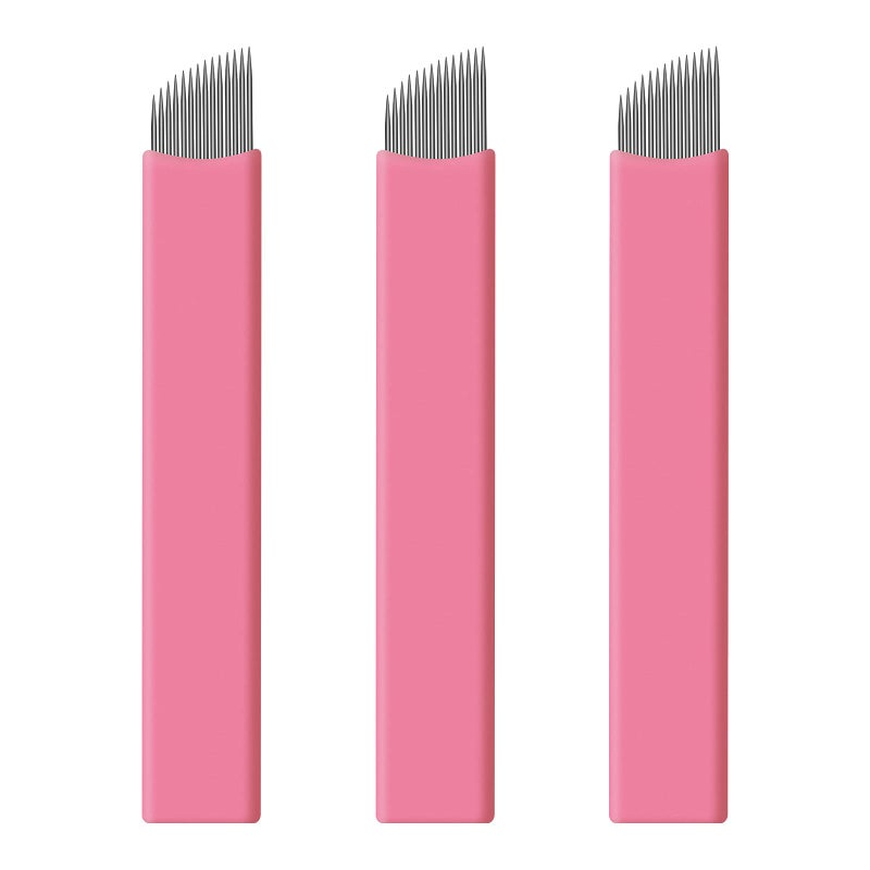 MARLLOGIVA 50 pcs Pink Disposable Microblading Blade #14 NANO Microblades 0.15mm Nano Needles Perfect for Hair Strokes Eyebrow Thinnest needles in Market (14 Slope) - Image 1