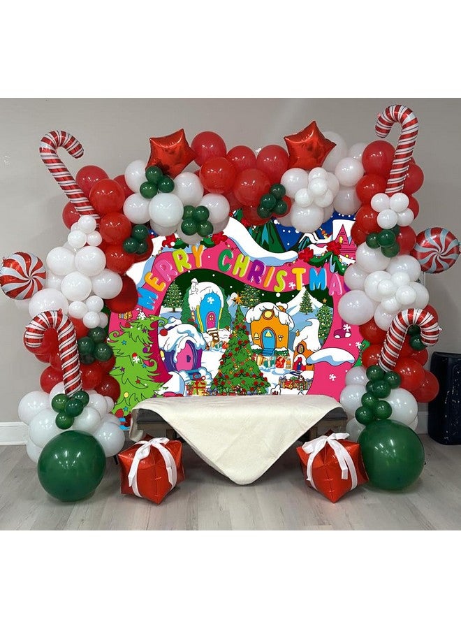 BUTEN Welcome To Whoville Backdrop Winter Xmas Tree Christmas Village Photography Background Xmas Fairy Tale Animated Kids Holiday Party Decoration Banner (10X6Ft(120 X 70 Inch)) - Image 5