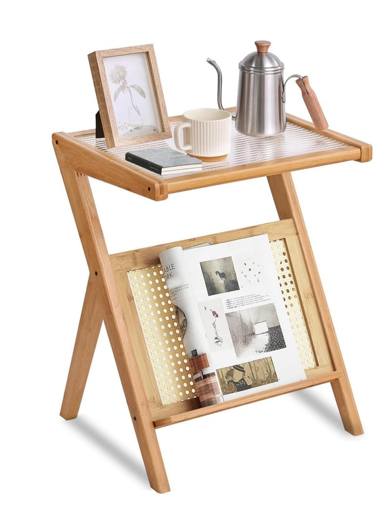 Generic FFD Z-Shaped Nightstand with Glass Top - Versatile Accent Piece for Compact Living Spaces  - Image 1