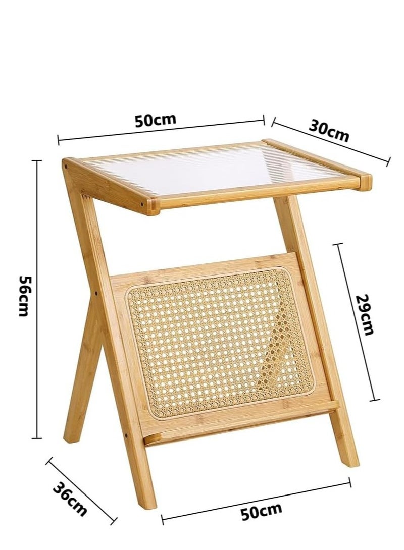 Generic FFD Z-Shaped Nightstand with Glass Top - Versatile Accent Piece for Compact Living Spaces  - Image 2