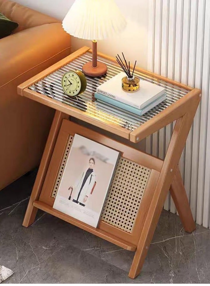 Generic FFD Z-Shaped Nightstand with Glass Top - Versatile Accent Piece for Compact Living Spaces  - Image 3