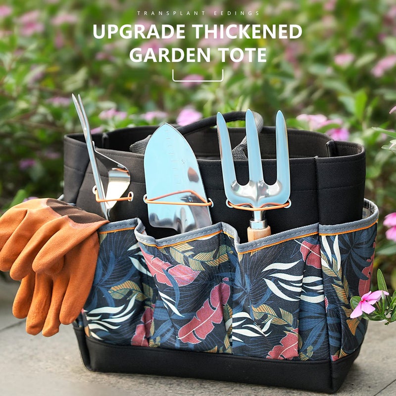 Grenebo Gardening Tools 9-Piece Heavy Duty Garden Hand Tools with Fashion and Durable Garden Tools Organizer Handbag, Rust-Proof Garden Tool Set, Ideal Gardening Gifts for Women - Image 2