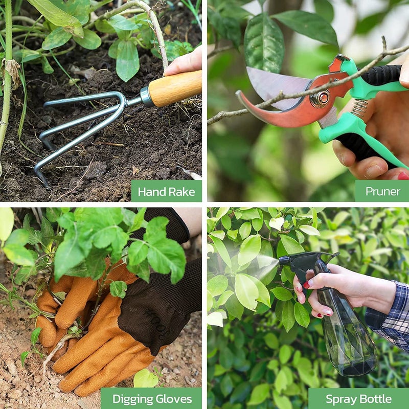 Grenebo Gardening Tools 9-Piece Heavy Duty Garden Hand Tools with Fashion and Durable Garden Tools Organizer Handbag, Rust-Proof Garden Tool Set, Ideal Gardening Gifts for Women - Image 5