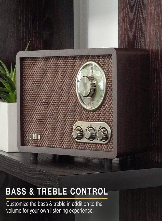 Victrola Retro Wood Bluetooth Radio with Built-in Speakers, Elegant & Vintage Design, Rotary AM/FM Tuning Dial, Wireless Streaming, Natural - Image 5
