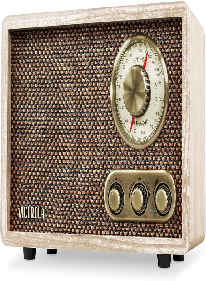 Victrola Retro Wood Bluetooth Radio with Built-in Speakers, Elegant & Vintage Design, Rotary AM/FM Tuning Dial, Wireless Streaming, Natural - Image 1