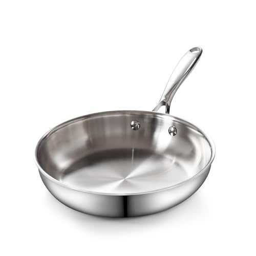 Cooks Standard Frying Pan Stainless Steel, 8-Inch Multi-Ply Clad wok Stir Fry Pan Kitchen Skillet, Silver - Image 1