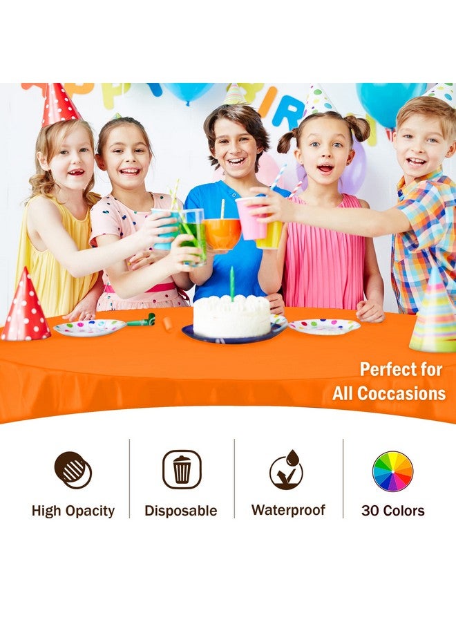 Exquisite 12-Pack Premium Plastic 84-Inch Round Tablecloth, Orange - Image 5