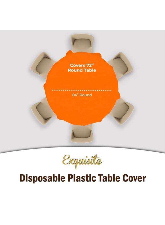 Exquisite 12-Pack Premium Plastic 84-Inch Round Tablecloth, Orange - Image 4