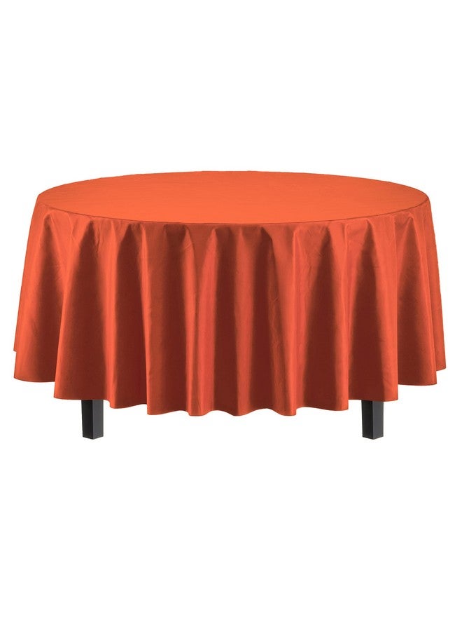 Exquisite 12-Pack Premium Plastic 84-Inch Round Tablecloth, Orange - Image 2