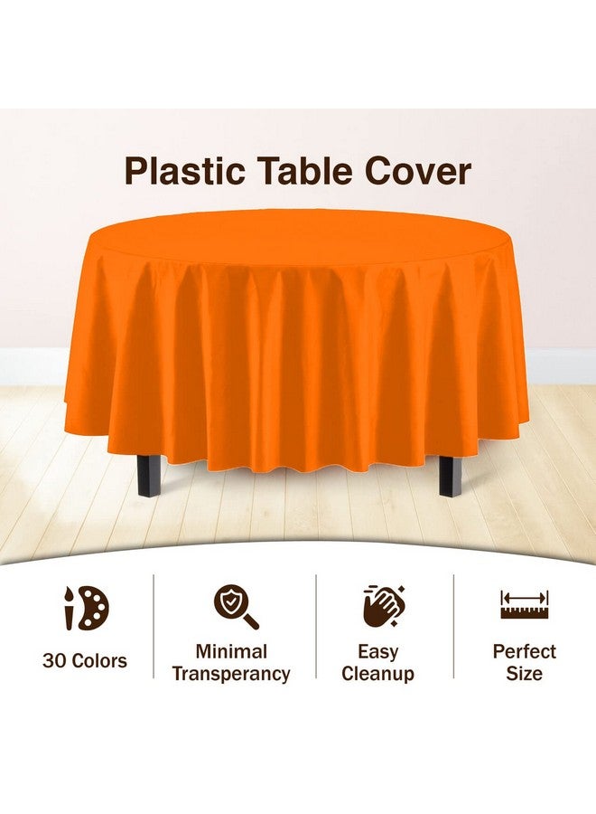 Exquisite 12-Pack Premium Plastic 84-Inch Round Tablecloth, Orange - Image 3