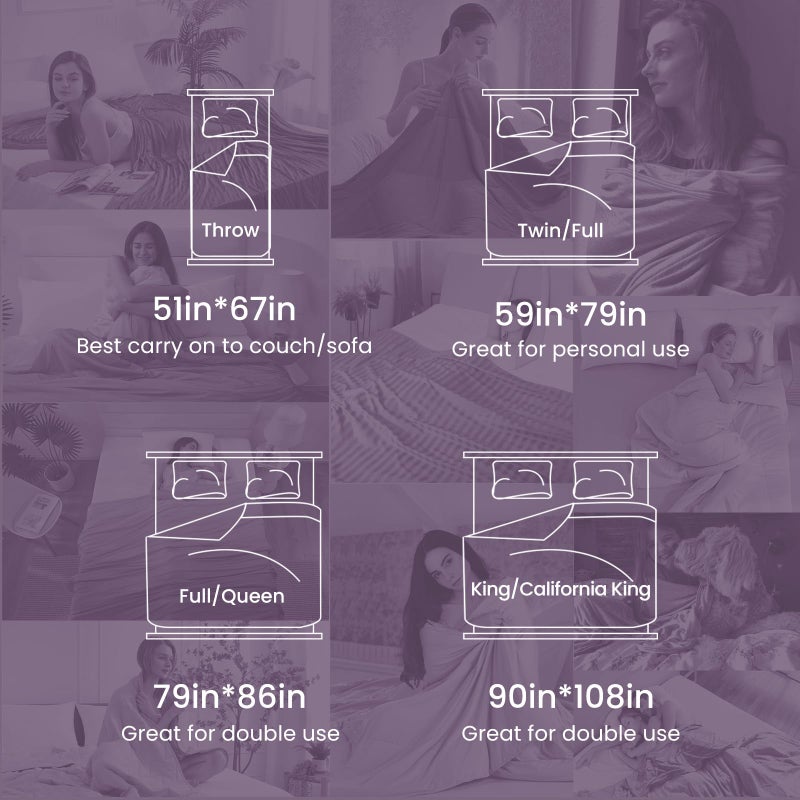 اليجير بطانية التبريد الثورية الأنيقة تمتص الحرارة للحفاظ على جسم باردة من أجل التعرق الليلي قوس القوس 3.0 الألياف الباردة Q-Max> 0.5 للنوم الساخن بطانيات بارد صيف خفيفة الوزن للنوم الأرجواني - Image 5