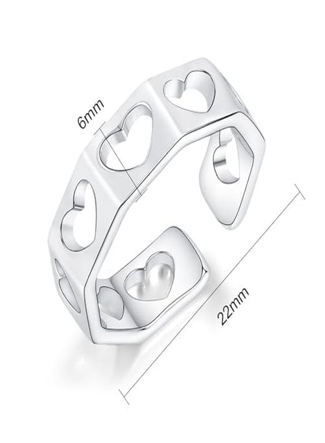 MDFUN 18K White Gold Plated Eternity Band Open Statement Ring Adjustable Ring Promise Ring for Women (7) - Image 3
