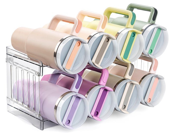 LARGE TUMBLER ORGANIZER FOR 8 STANLEY CUP KITCHEN ORGANIZERS AND STORAGE FOR STANLEY CUP ACCESSORIES STACKABLE WATER BOTTLE ORGANIZER FITS 203040 OZ CUP GOOD FOR FRIDGE KITCHEN STORAGE