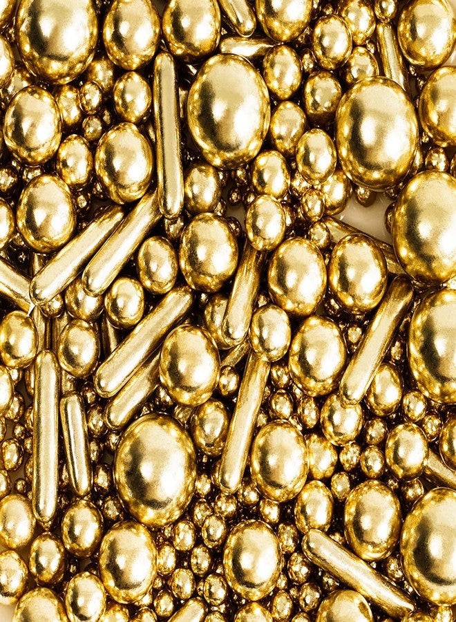 Kasvan Gold Pearl Sugar Sprinkles - Edible Candy Pearls 130g/4.58 Oz, Mix Size, Baking Cake Decorations, Ice Cream Toppings and Cookie Decorating, Wedding Party Chirstmas Supplies (Gold) - Image 2