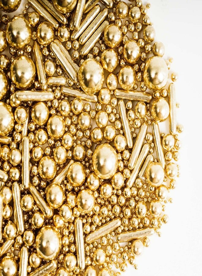 Kasvan Gold Pearl Sugar Sprinkles - Edible Candy Pearls 130g/4.58 Oz, Mix Size, Baking Cake Decorations, Ice Cream Toppings and Cookie Decorating, Wedding Party Chirstmas Supplies (Gold) - Image 1