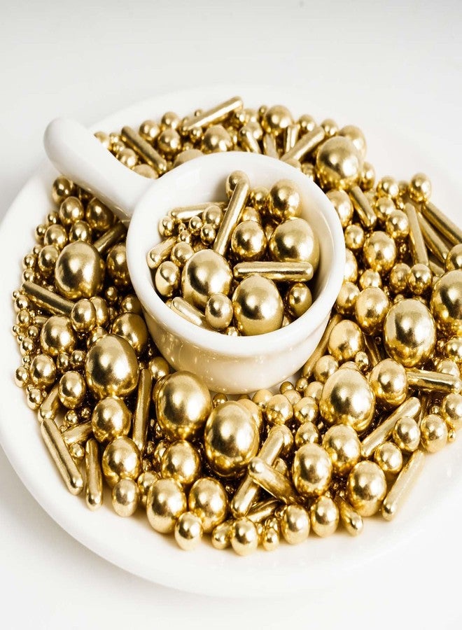 Kasvan Gold Pearl Sugar Sprinkles - Edible Candy Pearls 130g/4.58 Oz, Mix Size, Baking Cake Decorations, Ice Cream Toppings and Cookie Decorating, Wedding Party Chirstmas Supplies (Gold) - Image 4