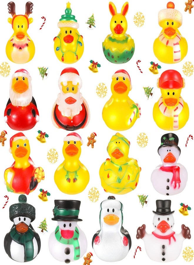 Hanaive 16 Pcs Assorted Christmas Rubber Ducks Bulk with Different Designs Mini Rubber Ducks Bath Toys Xmas Themed Novelty Toy for Party Supplies Gifts Birthday Baby Shower Pool Party (Classic) - Image 1