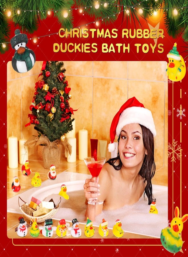 Hanaive 16 Pcs Assorted Christmas Rubber Ducks Bulk with Different Designs Mini Rubber Ducks Bath Toys Xmas Themed Novelty Toy for Party Supplies Gifts Birthday Baby Shower Pool Party (Classic) - Image 3
