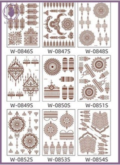 9-Piece Henna Hand Waterproof Temporary Semi-Permanent Stickers