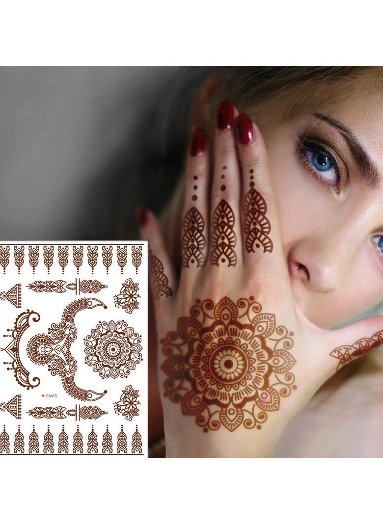 Generic - 9-Piece Henna Hand Waterproof Temporary Semi-Permanent Stickers - Image 1