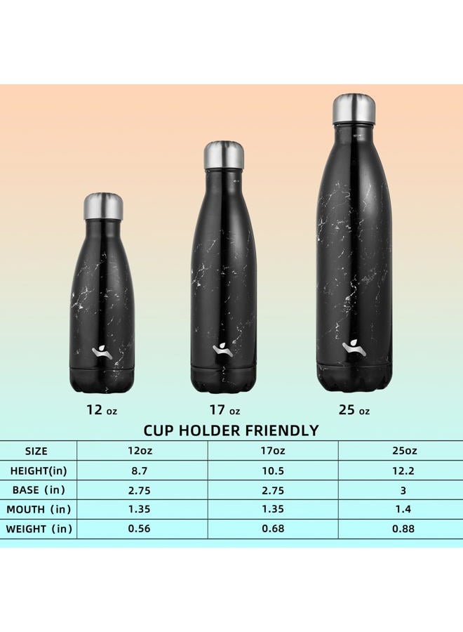 Konokyo Insulated Water Bottles,17 oz Double Wall Stainless Steel Vacumm Metal Flask for Sports Travel,Marble Midnight - Image 4